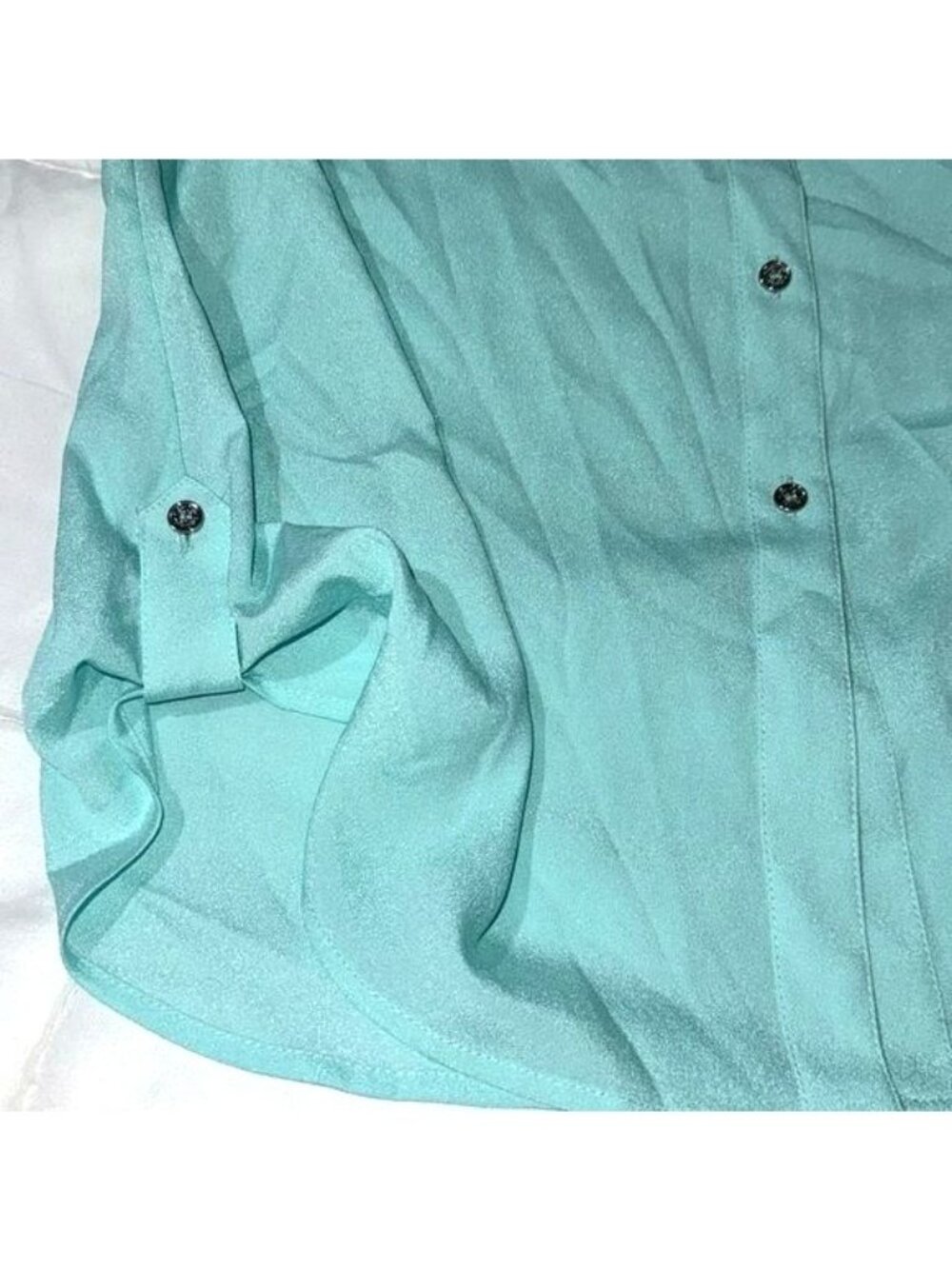 Calvin Klein Womens Long Sleeve Aqua Blouse Size S Polyester - Picture 7 of 10